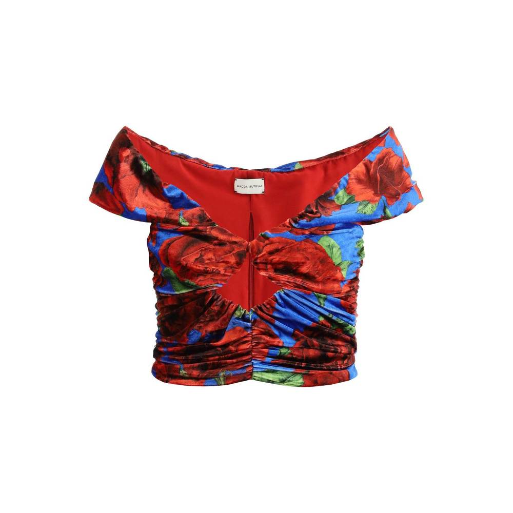 Magda butrym velvet off-shoulder top